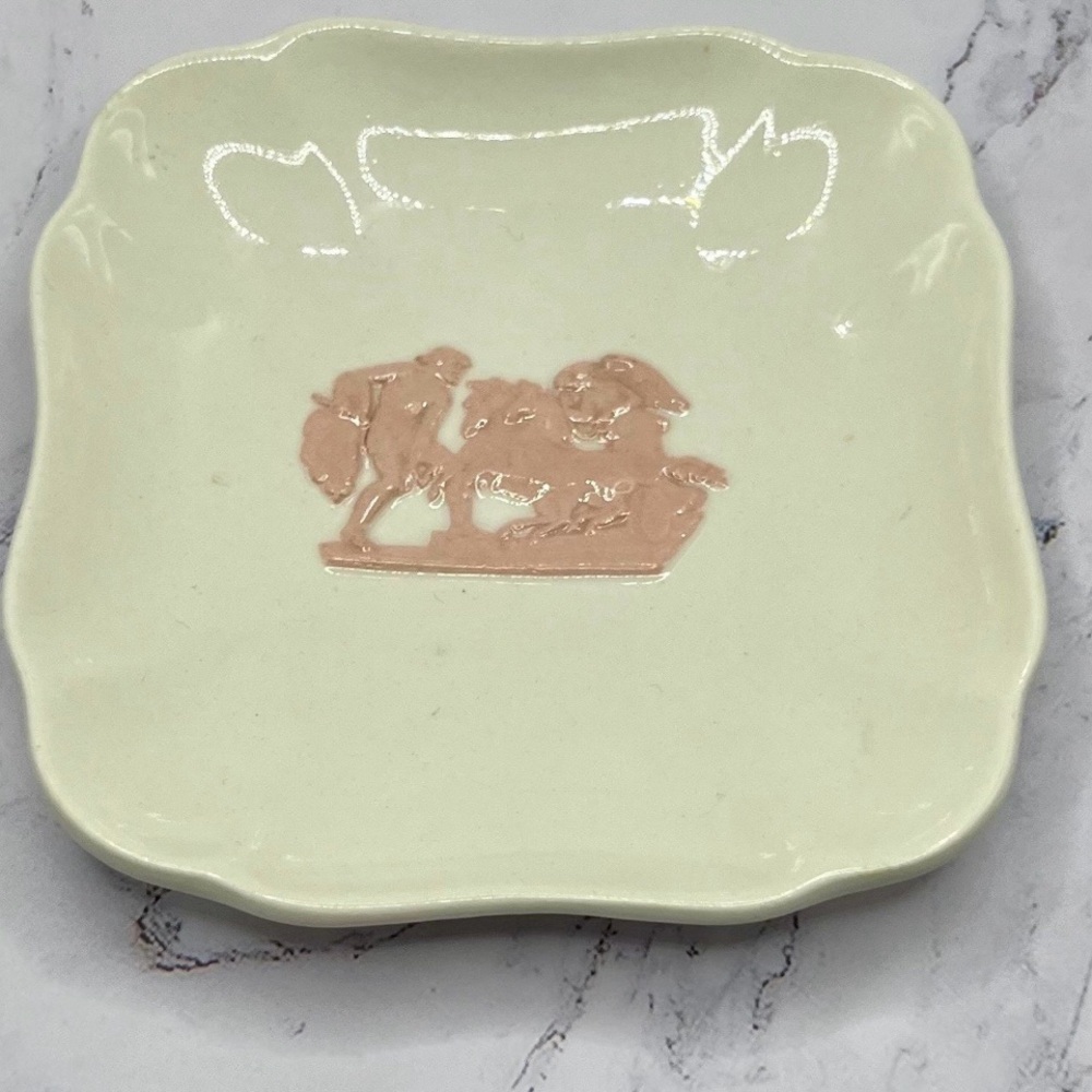 Wedgwood Cream and Pink Decorative Plate Trinkets or soap dish 4" x 4"